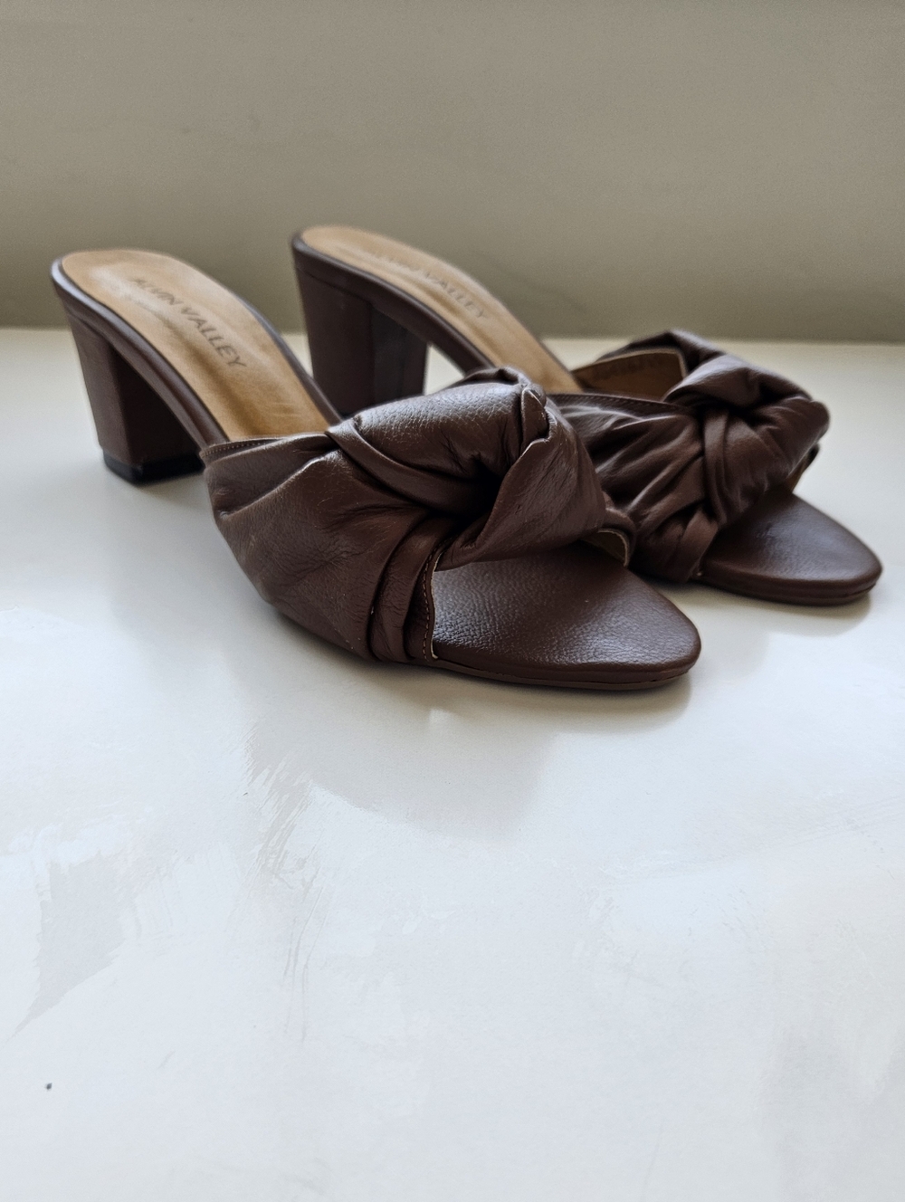 Alvin Valley Mocha Open Toe Knotted Block Heel Mule